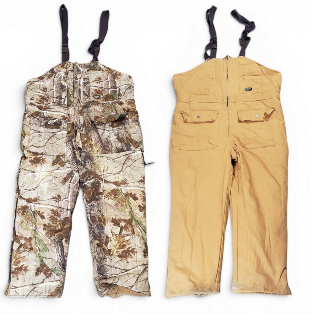 VTG Walls Reversible Camo Bib Overalls Hunting Mens 2XL Insulated Heavy Chore